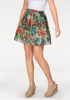 Aniston Damen Chiffonrock Rock Mini Skirt Minirock Blumen-Muster Bunt 443503