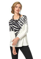 Aniston Damen Shirt 3/4 Arm Pullover T-Shirt Print Tunika ecru 447846