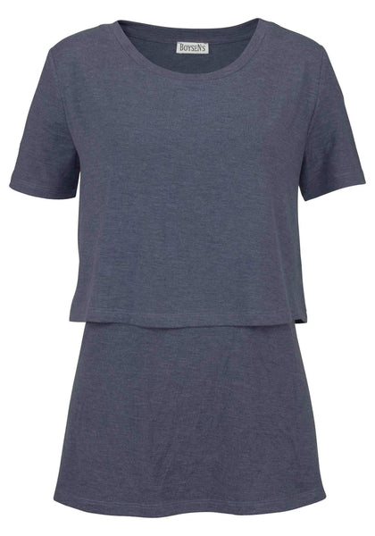 Boysens Damen Longshirt Layering Shirt Lagenlook Tunika Bluse blau 499803