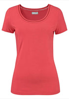 Cheer Damen T-Shirt Hohlsaum Shirt kurzarm Bluse Top Tunika koralle 38 504742