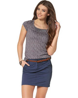 FLG Damen T-Shirt Blumen-Muster Bluse Top Tunika kurzarm grau 513487