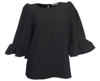 #fashionwithsoul Damen Bluse mit Volantärmel schwarz Gr. 34 52187032