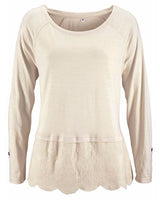 Aniston Damen Shirt Stickerei langarm Pullover Bluse Tunika natur Gr. 38 571109