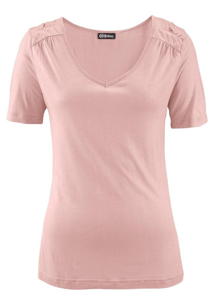 Chillytime Damen Shirt kurzarm Bluse Tunika T-Shirt rosa 591644