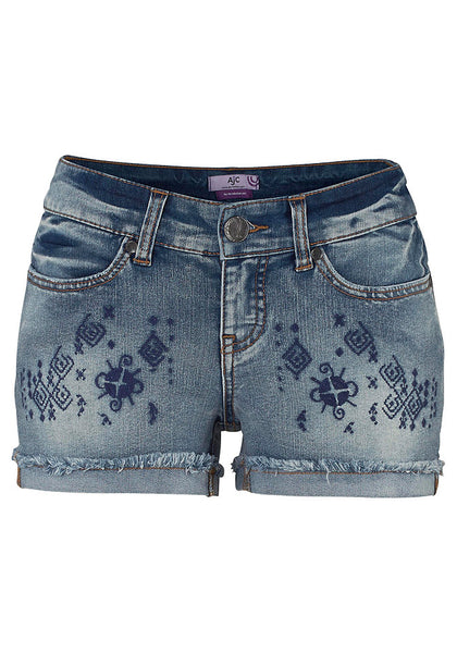 AJC Jeansshorts Shorts Hot Pants kurze Hose Bermuda Stickerei blau Gr 34 635573