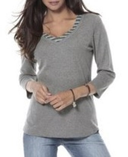 Corley Damen 2-in-1-Shirt 3/4 Arm Bluse Tunika Pullover grau 709639