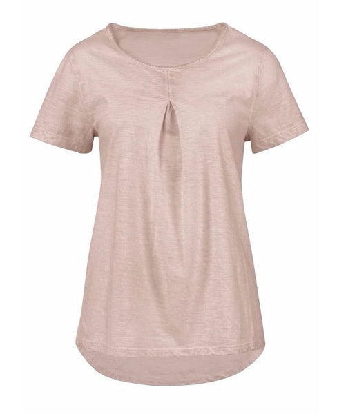 Aniston Damen Shirt Oil-dyed Falten Bluse Tunika kurzarm rose Gr. 42 726040