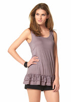 Aniston Damen Top Spitze Shirt Tanktop Longtop ärmellos Volant violett 837326