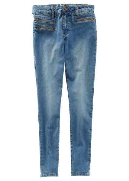 John Baner Damen Stretch-Jeans Hose Chino Röhre Zipper medium blue Gr 36 906595