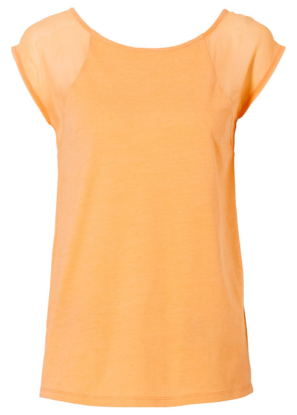 Rainbow Damen Shirt Chiffon kurzarm transparent Tunika orange Gr. 44/46 917332