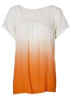 Bodyflirt Tunika Shirt Bluse kurzarm Pailletten Farbverlauf ecru orange 928589