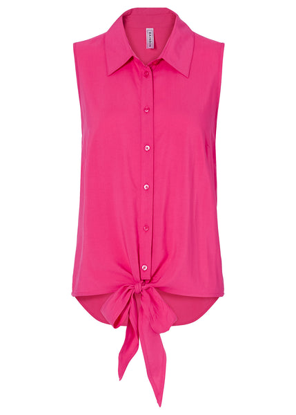 Rainbow Bluse Top Shirt Knopfleiste Schleife Knoten ärmellos pink Gr. 38 929207
