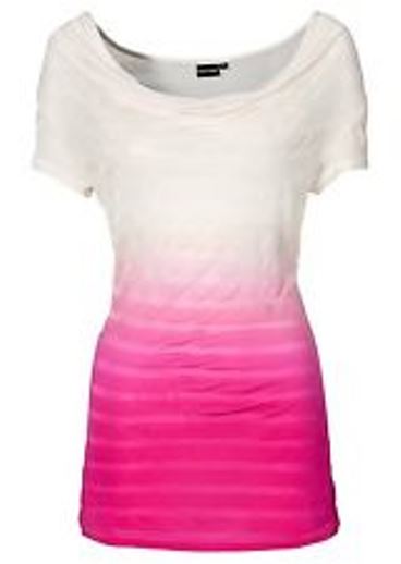 Bodyflirt Shirt Wasserfall-Ausschnitt Tunika Bluse Farbverlauf ecru pink 929661