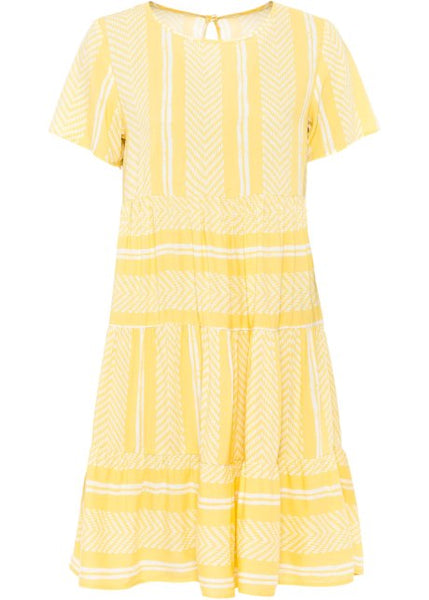 Rainbow Damen Kleid kurzarm gelb gemustert 936864 gr. 38