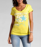Rainbow Damen T-Shirt bedruckt kurzarm Shirt Bluse Tunika gelb Gr. 36 939047