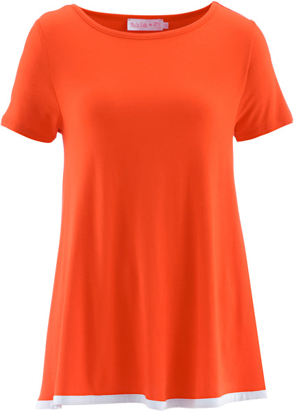 Maite Kelly Damen Shirt Tunika T-Shirt Top Kurzarm mandarinrot 941884