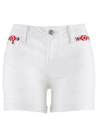 John Baner Damen Shorts Hot Pants kurze Hose Bermuda Stickerei weiss 950073