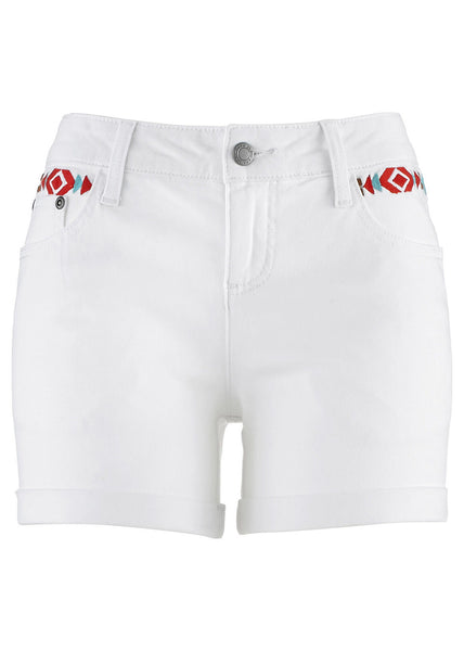 John Baner Damen Shorts Hot Pants kurze Hose Bermuda Stickerei weiss 950073