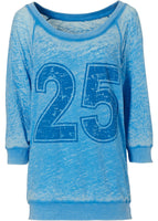 Bodyflirt Damen Shirt Raglanärmel 3/4 Pullover Aufdruck blau Gr. 32/34 958966