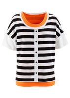 BPC Shirt Longtop 2-tlg. Bluse Top Tunika Streifen schwarz weiss orange 970574
