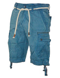 Herren Jeans kurze Hose lange Cargo Shorts Bermuda Caprihose mit Gürtel 8835