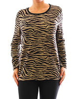 Damen Langarm Shirt Pullover Tiger Muster Bluse Tunika T-Shirt 351