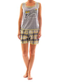 Damen Pyjama Schlafanzug Top Shirt Kurzarm kurze Shorts Motiv BS498