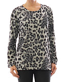 Damen Langarm Shirt Pullover Leopard Muster Bluse Tunika T-Shirt HR9903NLPL21