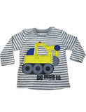 Kinder Baby Shirt Langarm Streifen Pullover Pulli Digger-5