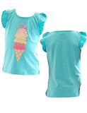 Kinder Mädchen Shirt Ärmellos bedruckt T-Shirt Bluse Top Tunika YG Icecream