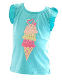 Kinder Mädchen Shirt Ärmellos bedruckt T-Shirt Bluse Top Tunika YG Icecream