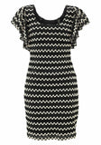 Siena Studio Kleid Zickzack-Muster Pailletten Cocktailkleid schwarz weiß 896926