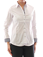 Damen Bluse Hemd Langarm Shirt Tunika Weiss Baumwolle 349